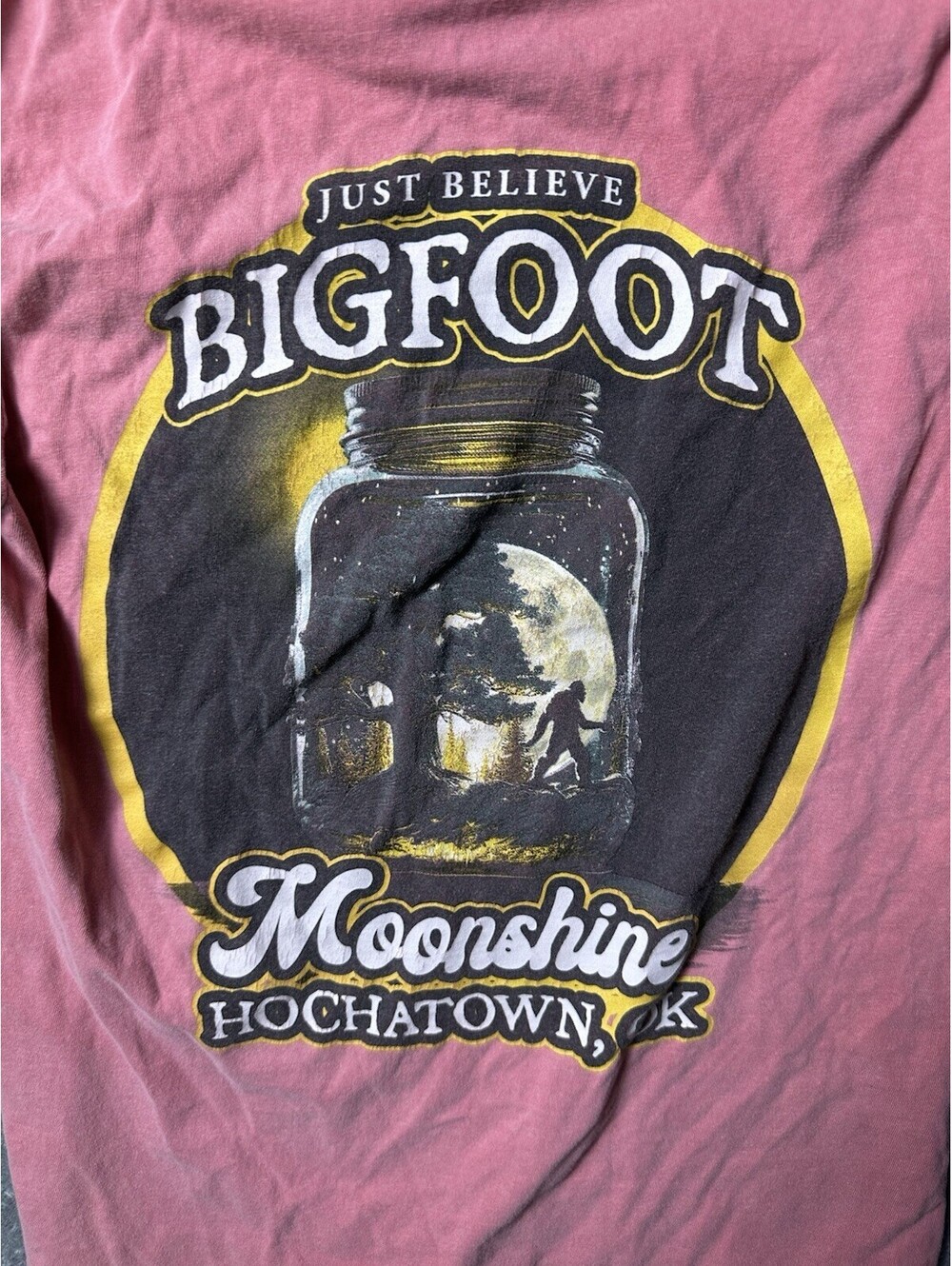 Bigfoot Moonshine Hochatown Oklahoma T Shirt S Comfort Colors Sasquatch Tee